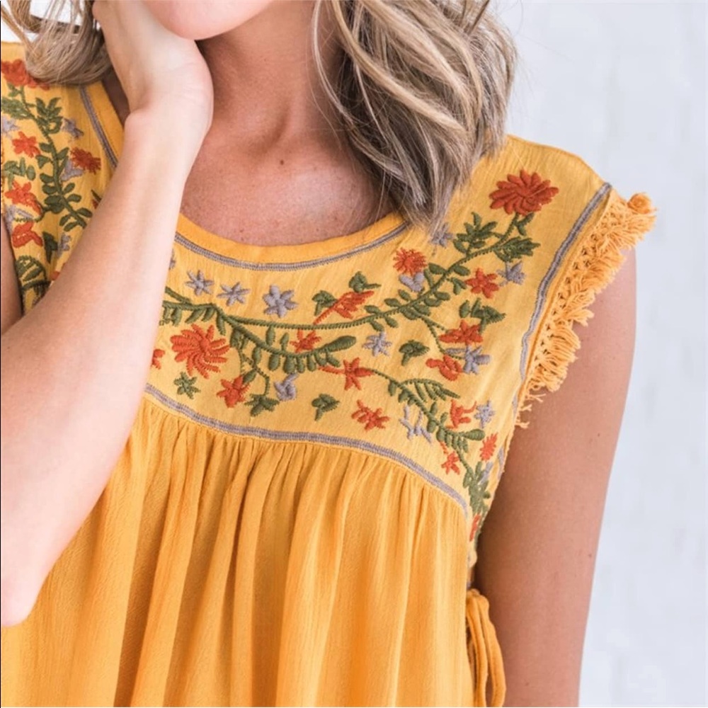 Mustard Boho Blouse